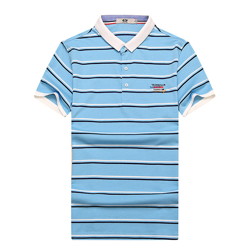 木笛2018夏季短袖T恤男士宽松条纹翻领体恤男装上衣中青年半袖Polo衫MDTX17B7362