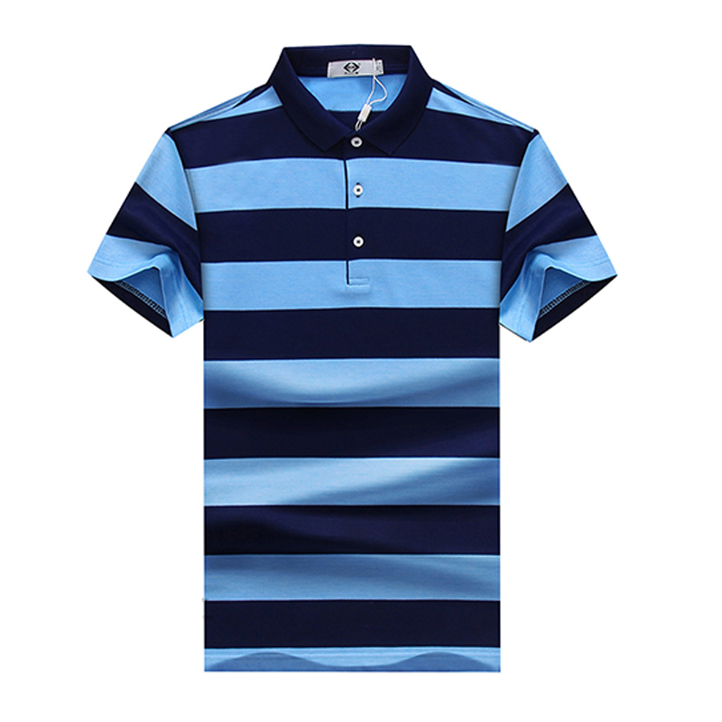 木笛男短袖2018新款男装夏季条纹修身翻领T恤商务休闲体恤MDTX17B7746