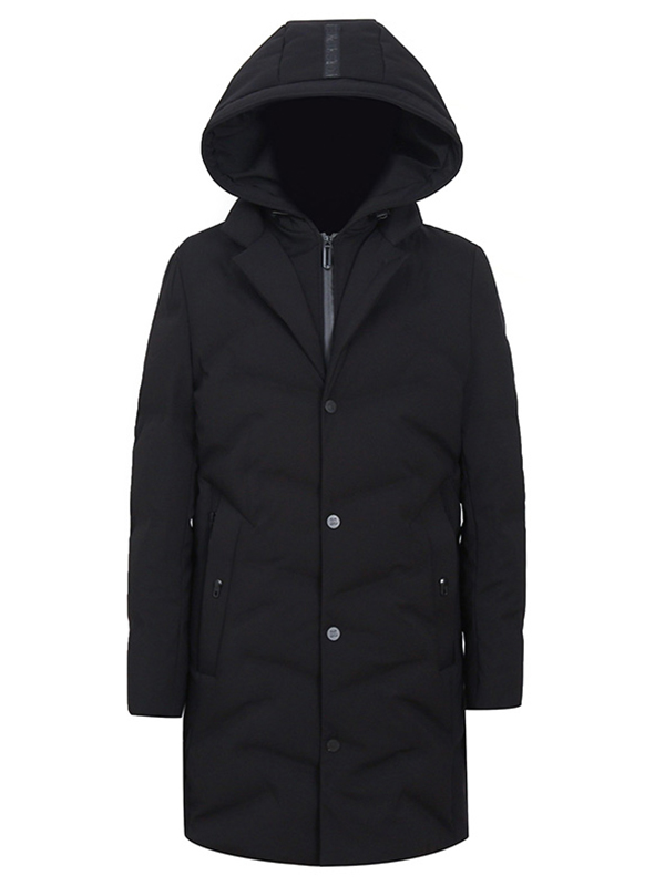 木笛2018新款羽绒服男中长款中青年时尚加厚保暖修身连帽外套