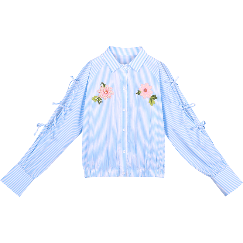 长袖衬衫女2018秋季新款小清新心机设计感韩范衬衣个性小众上衣潮