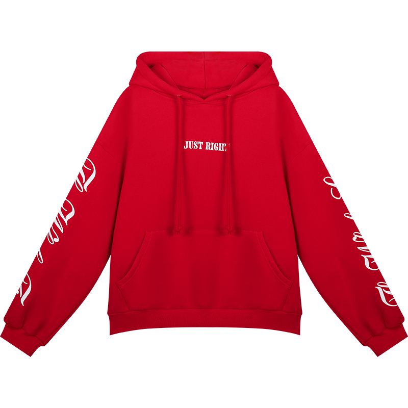 休闲运动大红色卫衣女连帽长袖韩版宽松带帽学生上衣2018新款秋装