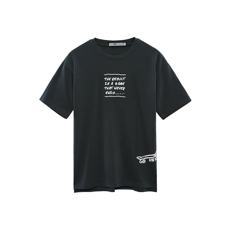 黑鲸微阔印花短袖t恤夏季男装简约时尚短T上衣男CNTBJ28174A