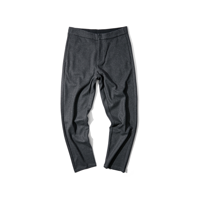 黑鲸毛呢休闲长裤男秋季内置抽绳羊毛混纺休闲裤男CKCAJ38127A