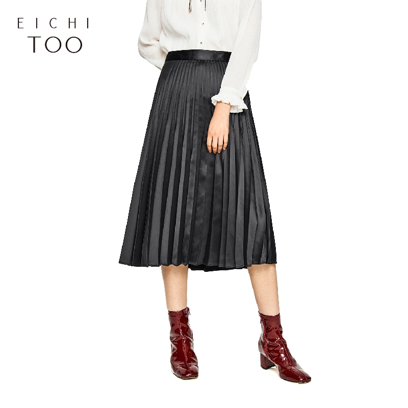 EICHITOO爱居兔冬季女装百褶中长单裙