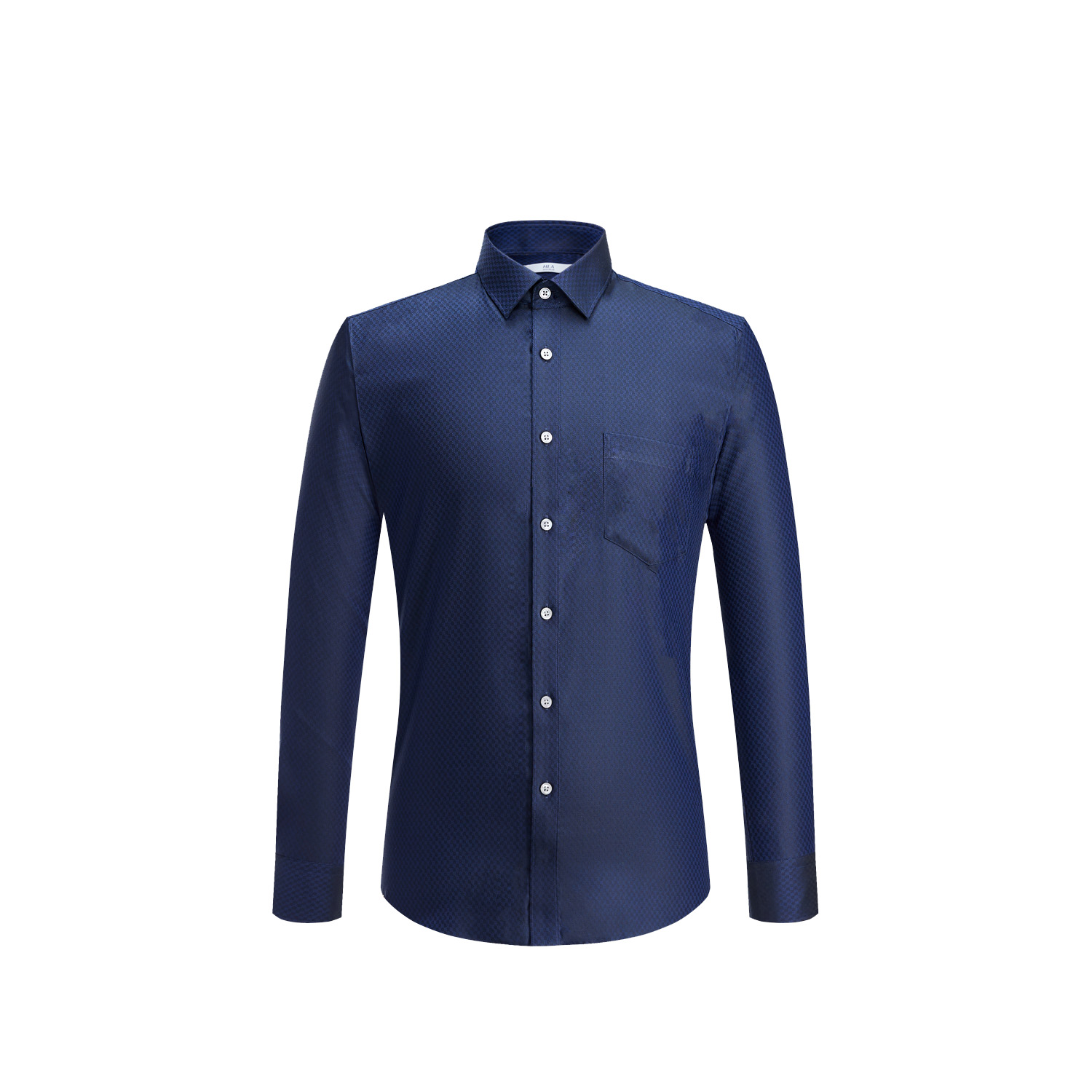 HLA海澜之家色织花纹正装衬衫2018秋季新品服帖长袖免烫衬衫男