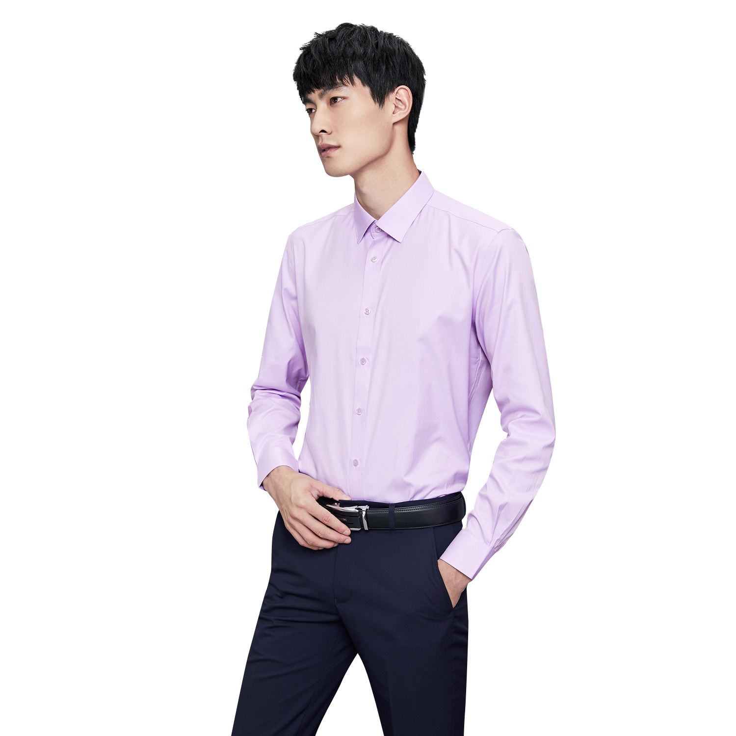 HLA海澜之家斜纹易打理正装衬衫2018秋季新品服帖长袖衬衫男HNCAD3E048A