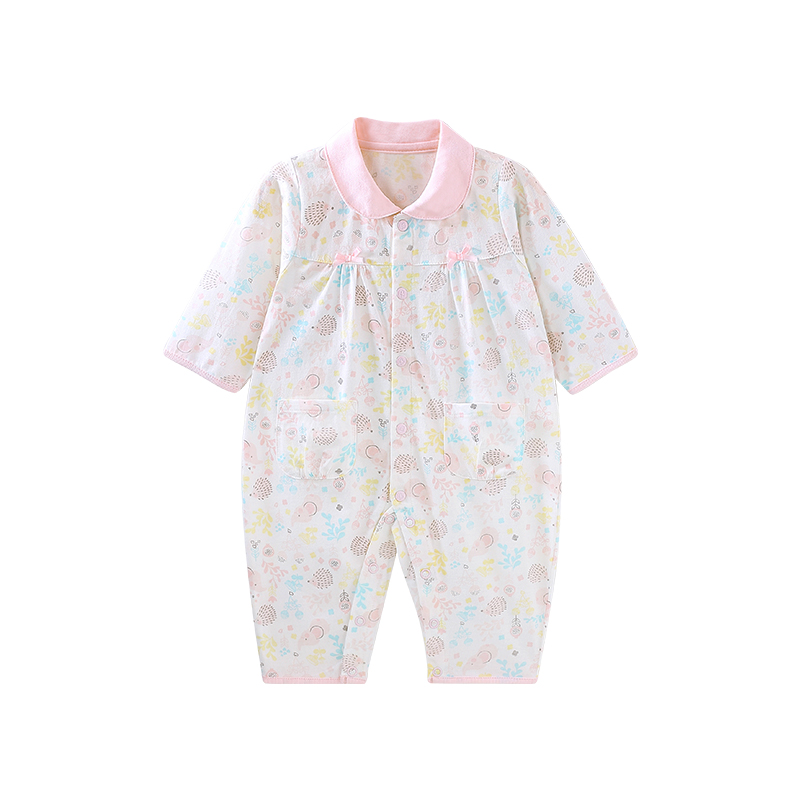 哈贝比新生儿衣服春季女宝宝0-3月1岁纯棉婴儿连体衣外出哈衣爬服