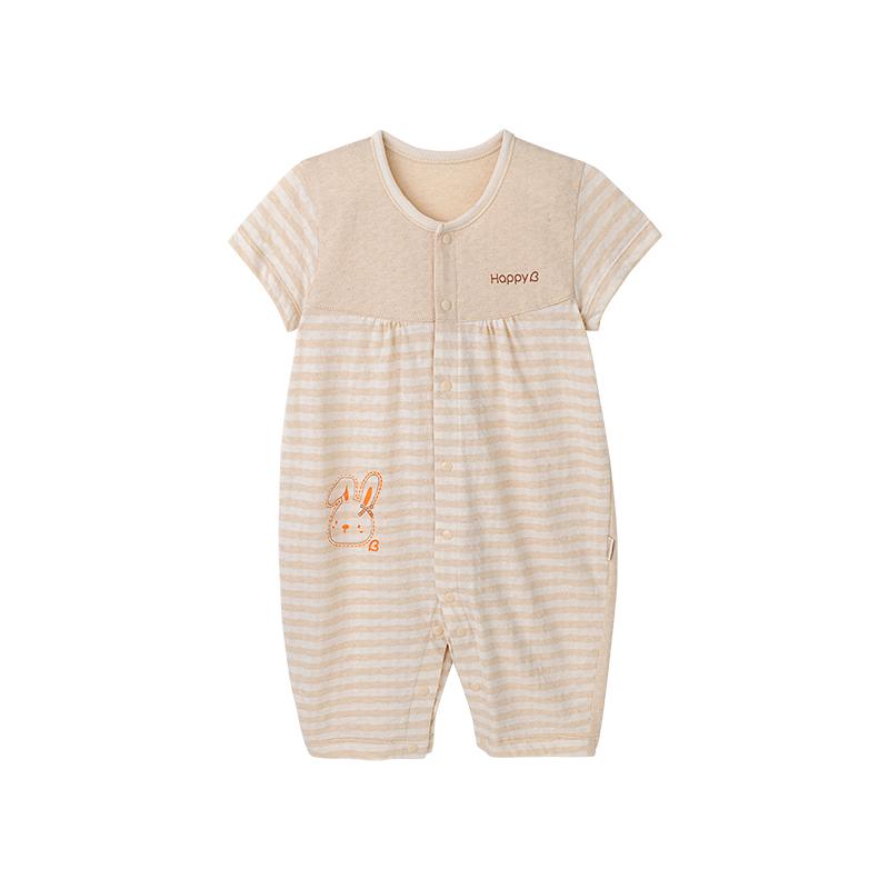 哈贝比（happyB）2018新 婴儿连体衣夏季彩棉爬服新生儿衣服短袖宝宝哈衣