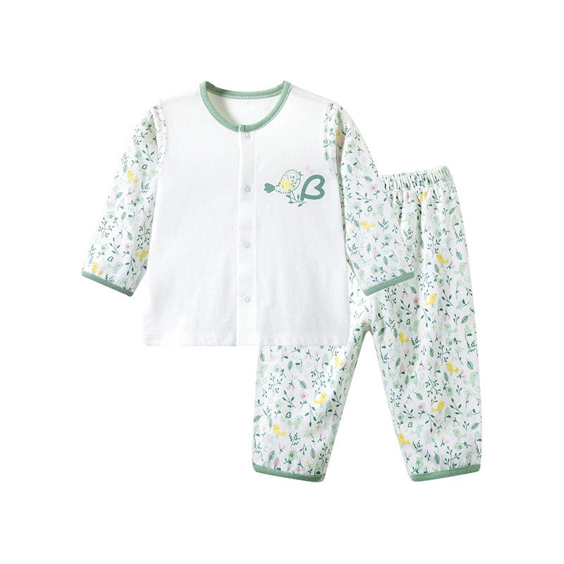 哈贝比（happyB）婴儿套装夏初生儿衣服宝宝长袖内衣薄款前开上衣裤子
