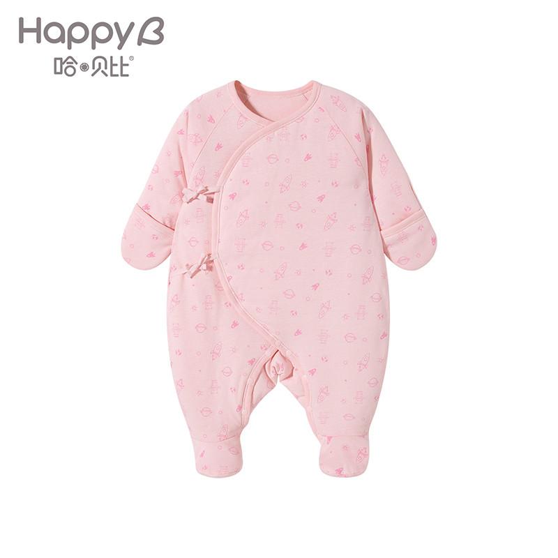 哈贝比（happyB） 婴儿衣服婴儿连体衣0-3个月 男女宝宝保暖夹棉和尚服婴幼儿和尚服