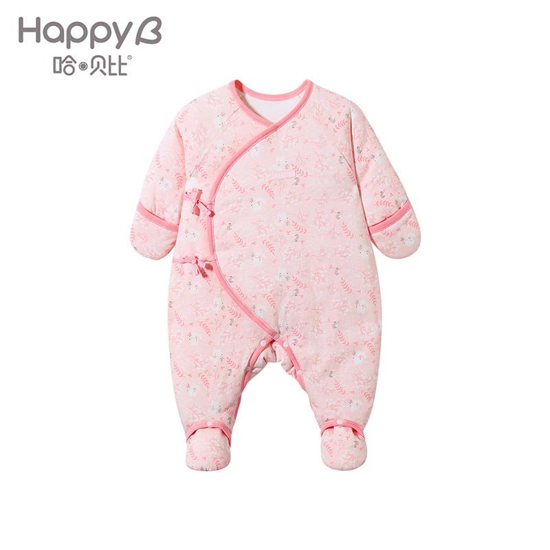 哈贝比（happyB） 婴儿衣服 宝宝连体衣冬装男女新生儿婴幼童和尚连脚反口爬服