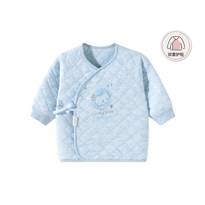 哈贝比新生儿婴儿衣服单件内衣男女宝宝夹丝春秋冬季保暖和尚上衣