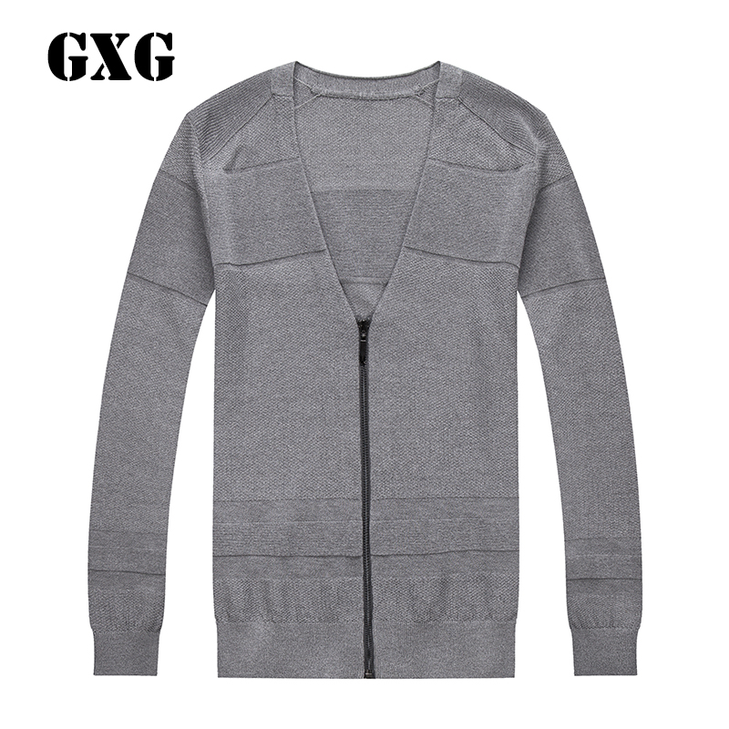 GXG毛衫男装 春季男士都市时尚休闲流行灰色开襟毛衫