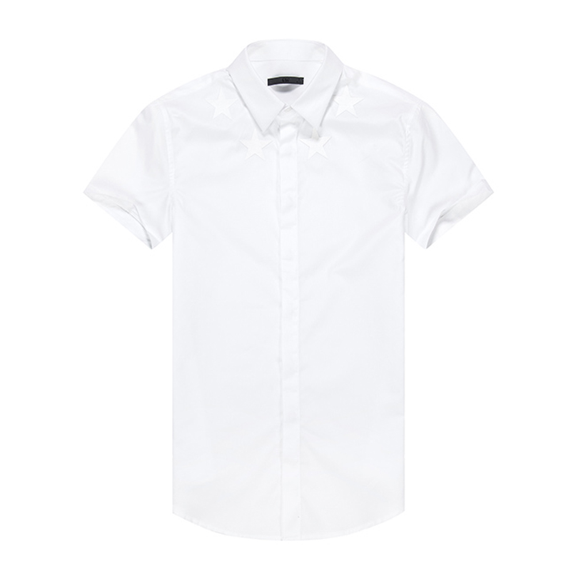 GXG男装 夏季男士时尚休闲修身白色衬衣斯文短袖衬衫