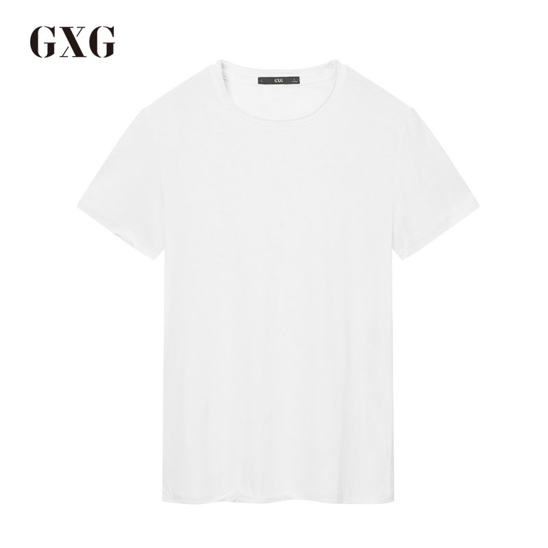 GXGT恤男装夏季男士时尚都市潮流白色修身圆领短袖T恤_1