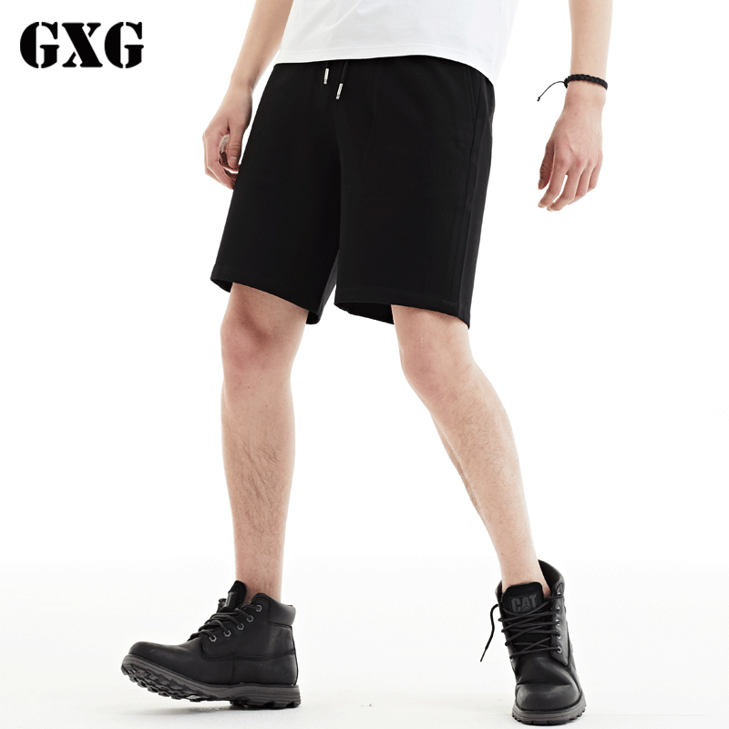GXG短裤男装夏男士都市时尚黑色修身休闲短裤男_1