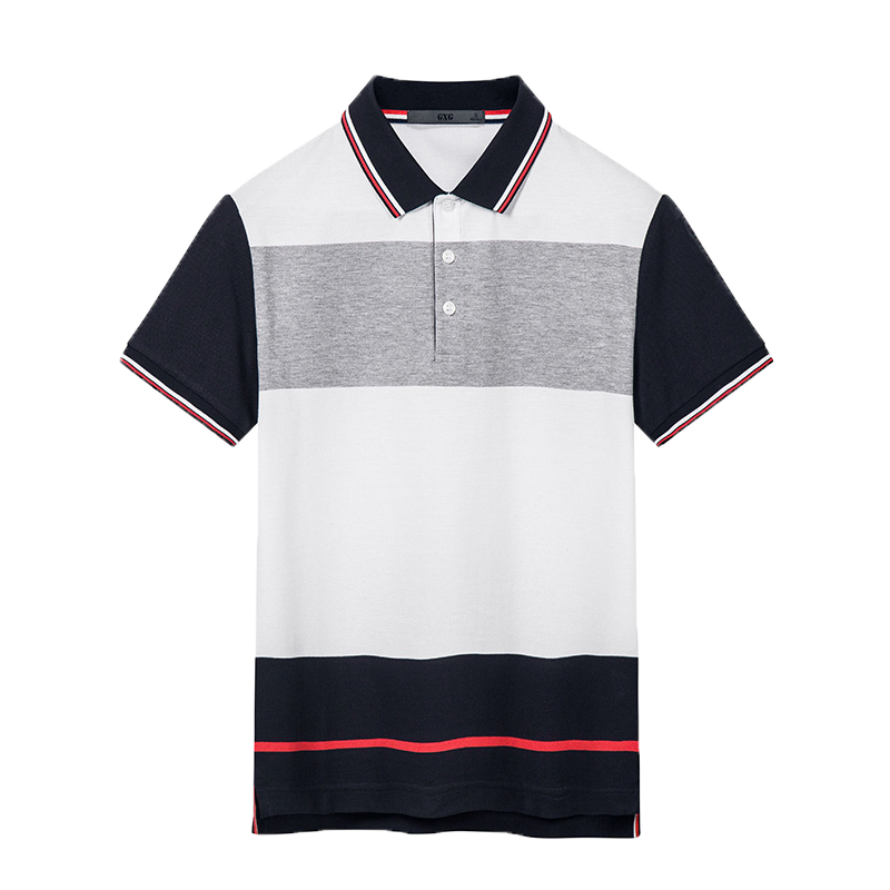GXGPOLO衫男装 夏季男士时尚青年百搭气质黑白色修身短袖POLO衫男
