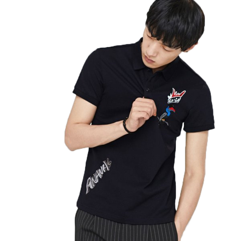 GXGPOLO衫男装 夏季青年男士潮时尚休闲藏青色修身短袖POLO衫男