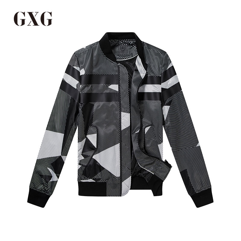 GXG男装 春季男士时尚休闲修身薄款棒球领夹克外套男