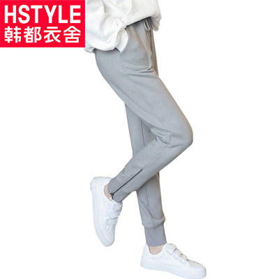 韩都衣舍2018新款女装秋装韩版显瘦侧拉链铅笔长裤休闲裤YK7984鲲