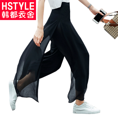 韩都衣舍2018新款春装女装韩版高腰显瘦直筒休闲裤GQ8844耒