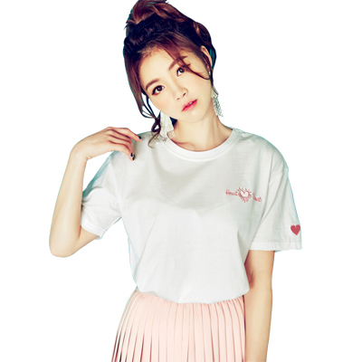 韩都衣舍2018韩版女装夏装新款chic刺绣纯棉宽松短袖T恤OU8089堯