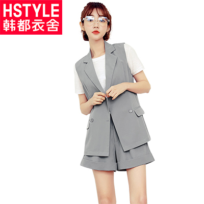 韩都衣舍2018夏装新款韩版女装气质无袖时尚两件套套装OR7665槿