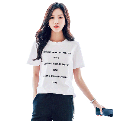韩都衣舍2018韩版女装夏装新款字母学生宽松上衣短袖T恤EQ10918婋