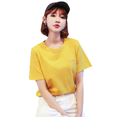韩都衣舍2018韩版女装夏装新款宽松印花圆领短袖T恤EQ12413婋