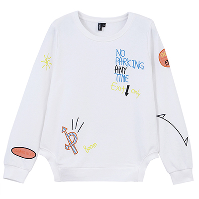 韩都衣舍2018秋装新款女装韩版宽松显瘦字母印花套头卫衣KY7092湲