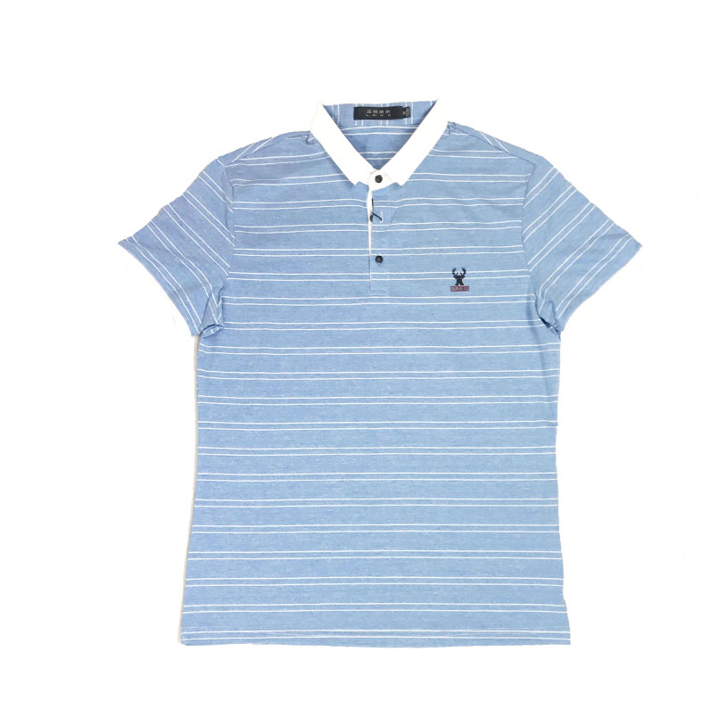 兰格维尔夏季男士短袖T恤条纹纯棉体桖血Polo衫老年人爸爸男装潮T8631