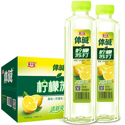 栗子园柠檬苏打水400ML*24瓶无汽苏打弱碱水饮料果味水饮用水整箱