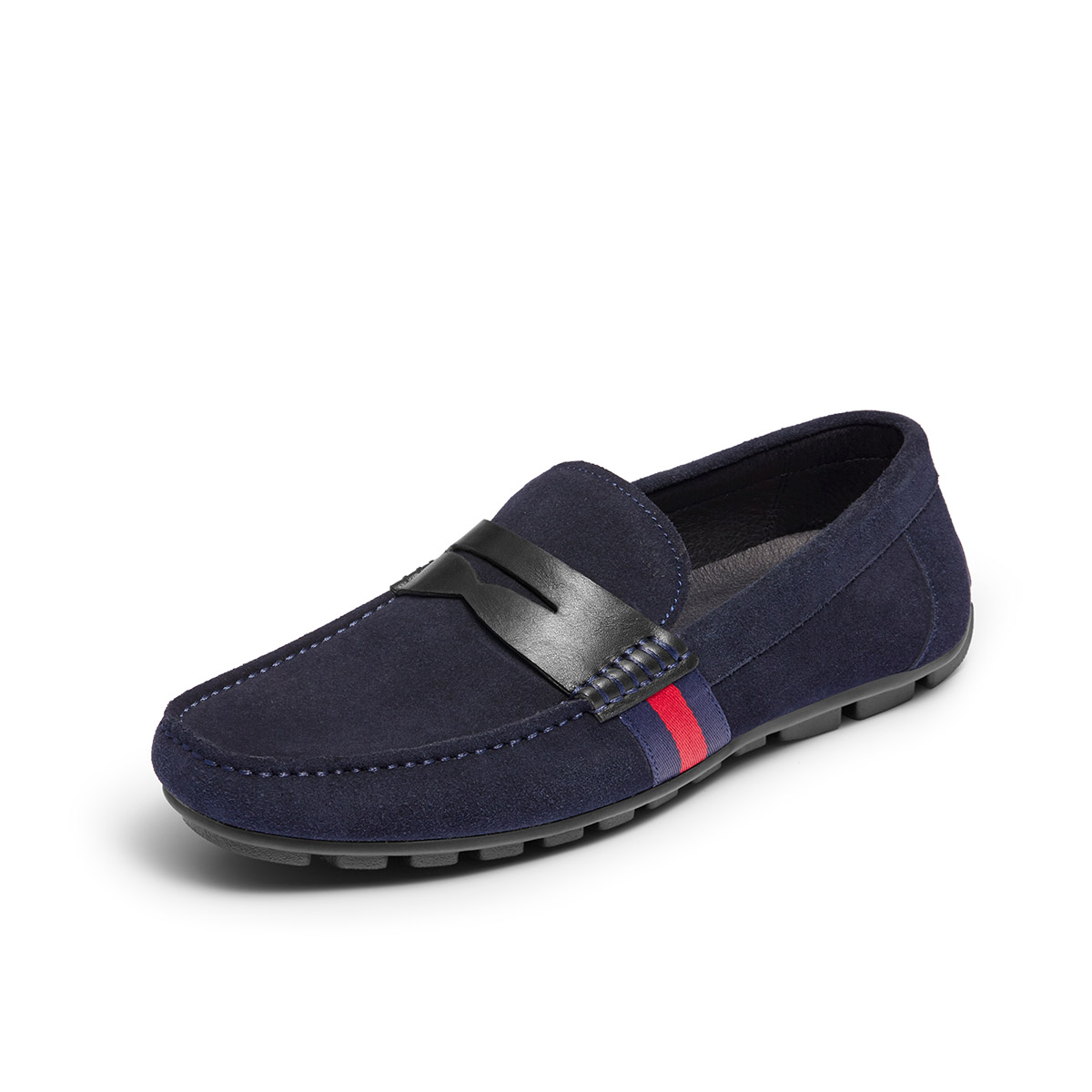 CROWN柔软舒适 磨砂皮商务休闲皮鞋套脚真皮乐福鞋韩版潮鞋一脚蹬豆豆鞋男士休闲鞋男鞋