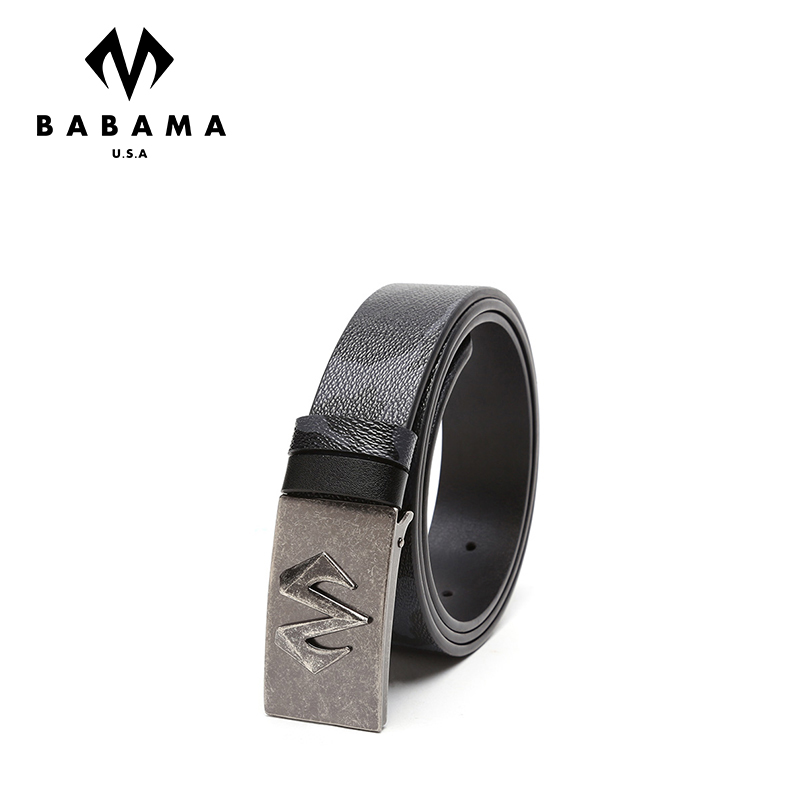 BABAMA皮带钱包套装男士新款时尚迷彩皮带平滑扣腰带板扣长款钱包礼物组合装 黑色927003101