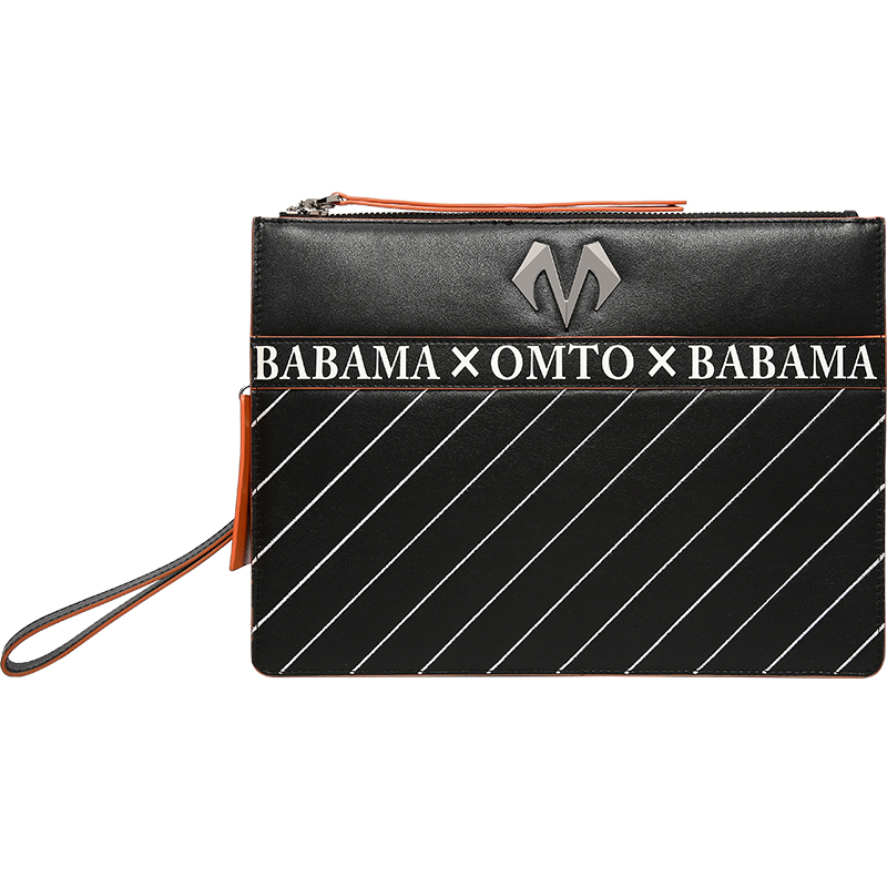 BABAMA X OMT手拿包新款时尚潮牌信封包男士手拿包个性撞色手抓包 黑色917043101