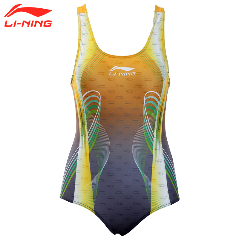 李宁泳衣女保守连体三角游泳衣小胸聚拢性感遮肚显瘦大码专业泳装016