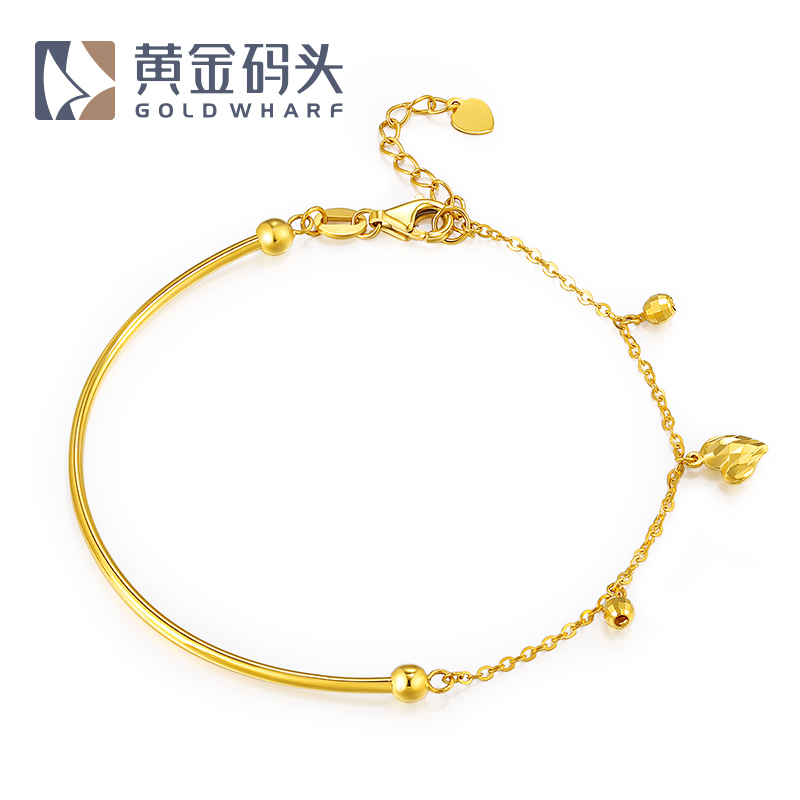 黄金码头 18K金o字链心形手链时尚个性AU750手饰
