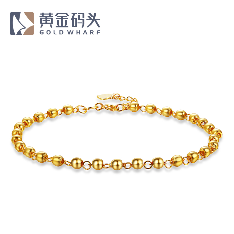 黄金码头 18K金手链 圆珠串珠韩版AU750时尚个性手饰礼物夏季必备新品