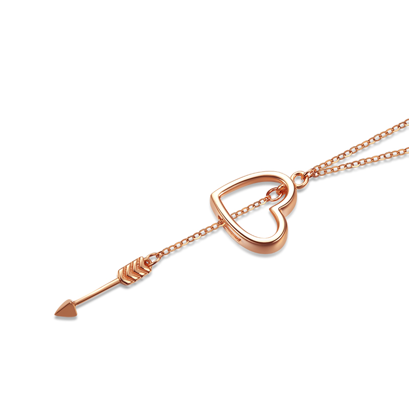 黄金码头 18K金套链一箭穿心坠子O字链时尚个性饰品彩金女款表白