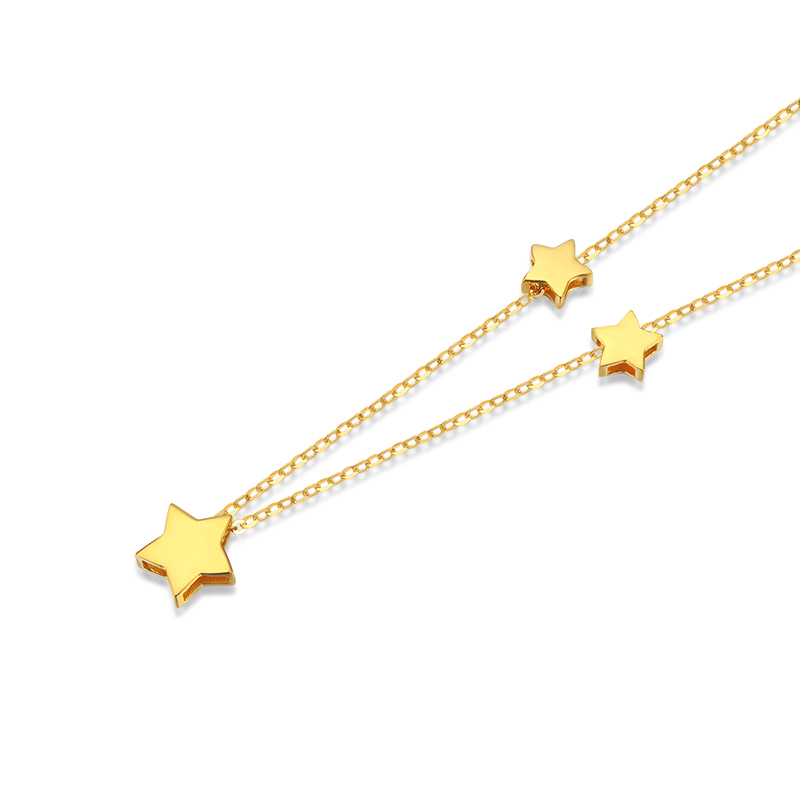 黄金码头 18K金套链五角星坠子O字链时尚个性饰品七夕情人礼物