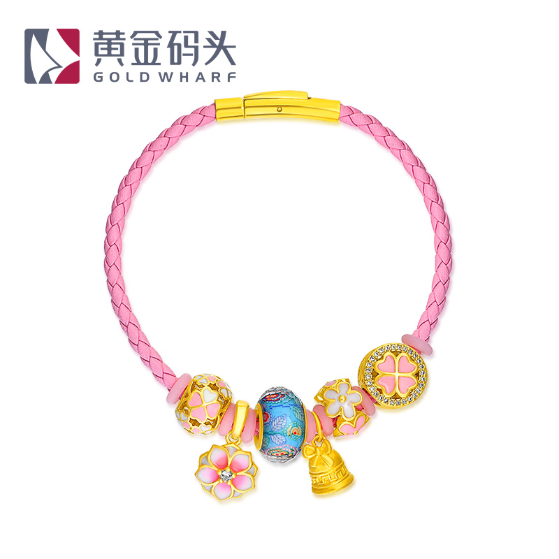 黄金码头 3D硬金足金999合金DIY手串立体铃铛送女友爱人表白求爱礼物