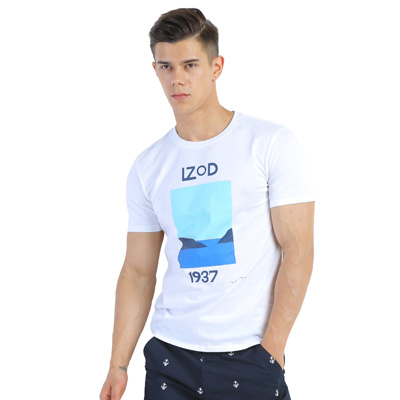 IZOD2018新款夏季男士圆领印花情侣T恤衫短袖青年文化衫汗衫薄款男装