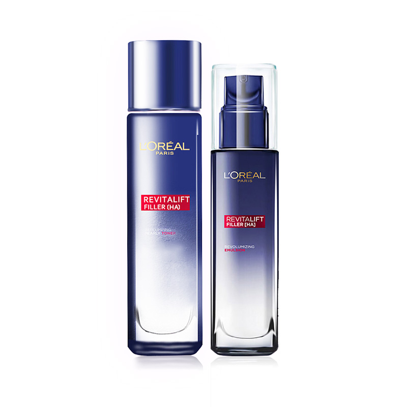 欧莱雅(LOREAL)复颜玻尿酸化妆品护肤套装(导入晶露+导入乳液)