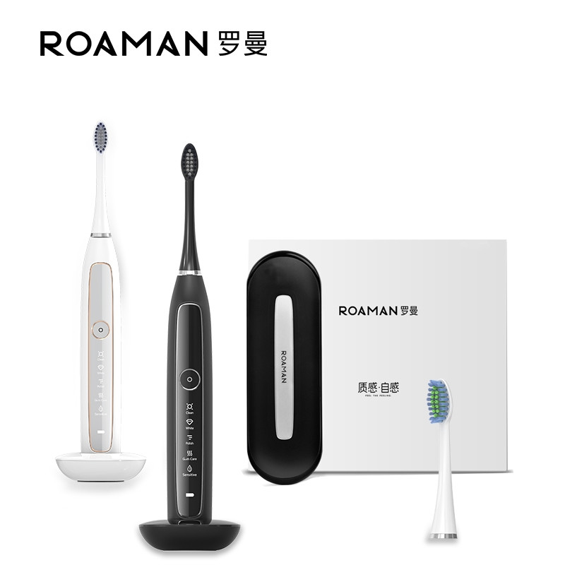 罗曼（ROAMAN） 电动牙刷RM-8873充电式声波牙刷软毛智能自动牙刷 白色