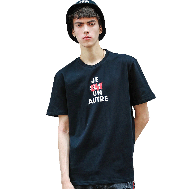 CAPOT 2018夏新款男士T恤短袖圆领潮流个性字母印花青年半袖体恤