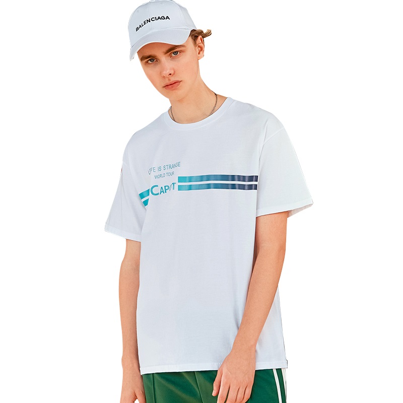 2018夏新款男士T恤短袖圆领潮流个性字母印花青春宽松打底体恤