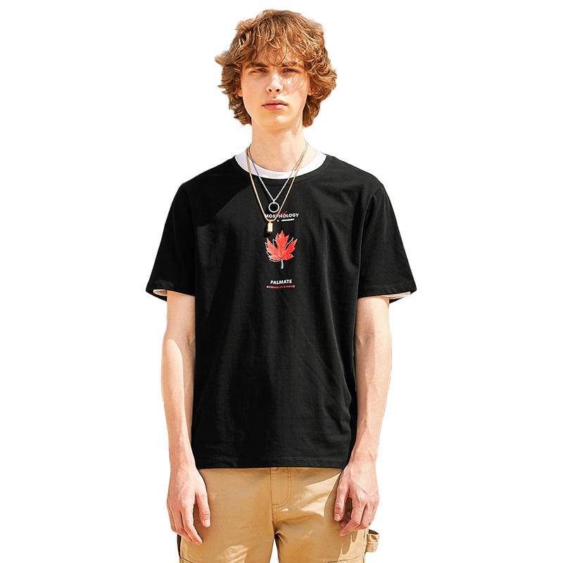 CAPOT 2018夏新款男士T恤短袖舒适圆领个性潮流字母印花宽松休闲