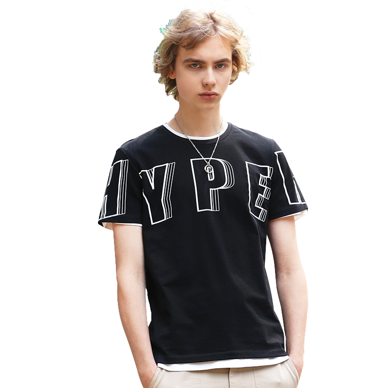 CAPOT夏2018新款男士T恤短袖圆领情侣衫潮流个性字母印花半袖体恤