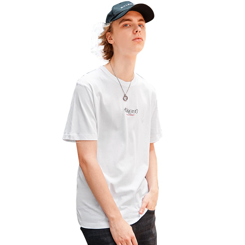 capot夏季新款潮牌圆领纯棉情侣款短袖T恤时尚男女打底衫半袖体恤