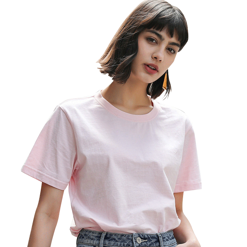 杰米克2018新款春夏女士T恤纯棉多色简约